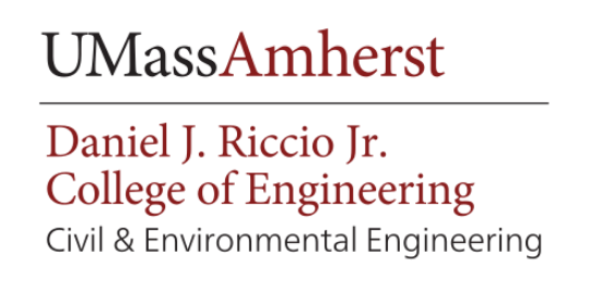 Logo reading UMass Amherst, Daniel J. Riccio Jr. College of Engineering, Civil & Environmental Engineering