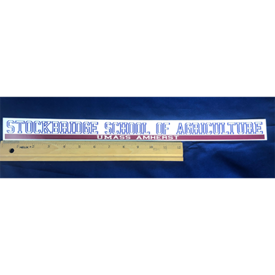 18-inch white sticker with full name of school in blue